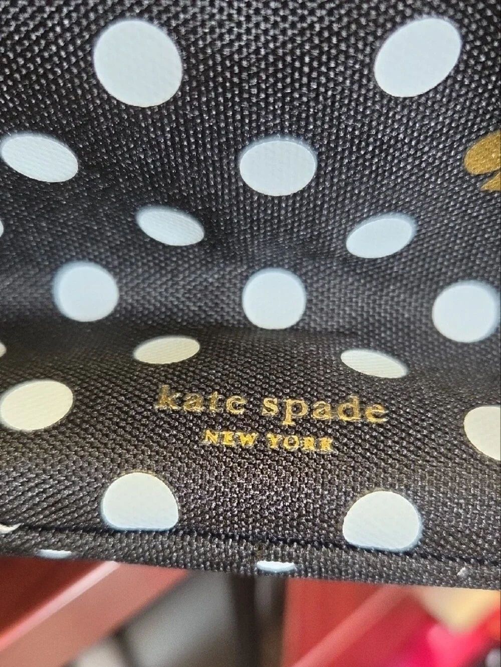 kate spade Black and White Polka Dot Lunch Case with Black Hardware